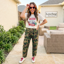 Load image into Gallery viewer, Camouflage Print Drawstring Patch Pocket Barrel Jeans

