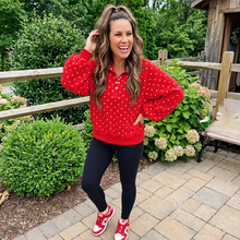Load image into Gallery viewer, Polka Dot Print Button Collar Casual Pullover Sweatshirt
