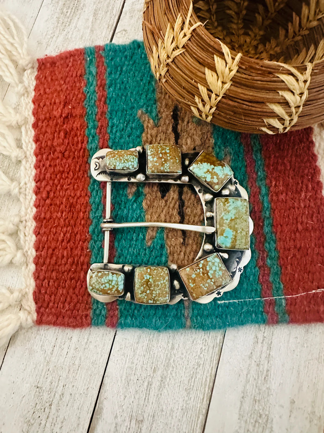 Navajo number 8 turquoise & sterling silver belt buckle