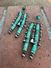 Load image into Gallery viewer, The Coachella Handmade Royston Turquoise and Sterling Silver Post Dangle Earrings
