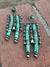 Load image into Gallery viewer, The Coachella Handmade Royston Turquoise and Sterling Silver Post Dangle Earrings
