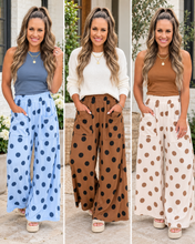 Load image into Gallery viewer, Polka Dot Wide Leg Elastic Waist Casual Pants
