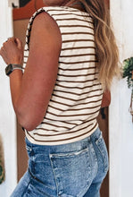 Load image into Gallery viewer, Stripe Ribbed Round Neck Trim Loose Tank Top
