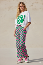Load image into Gallery viewer, Green 2-Tone Checked Print High Waist Wide Leg Pants
