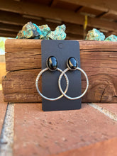 Load image into Gallery viewer, Navajo Sterling Silver &amp; Black Onyx Post Hoop Earrings
