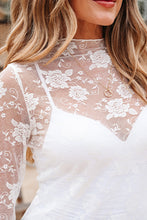Load image into Gallery viewer, Sheer Floral Lace Mesh Mock Neck Long Sleeve Top
