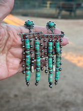 Load image into Gallery viewer, The Coachella Handmade Royston Turquoise and Sterling Silver Post Dangle Earrings
