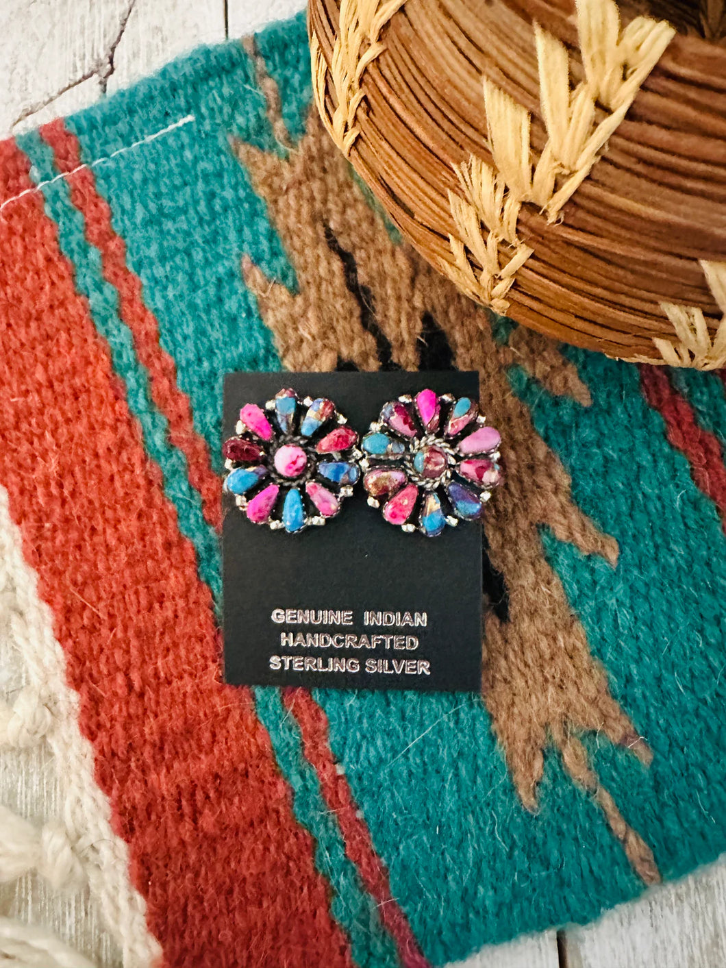 Navajo pink dream cluster studs