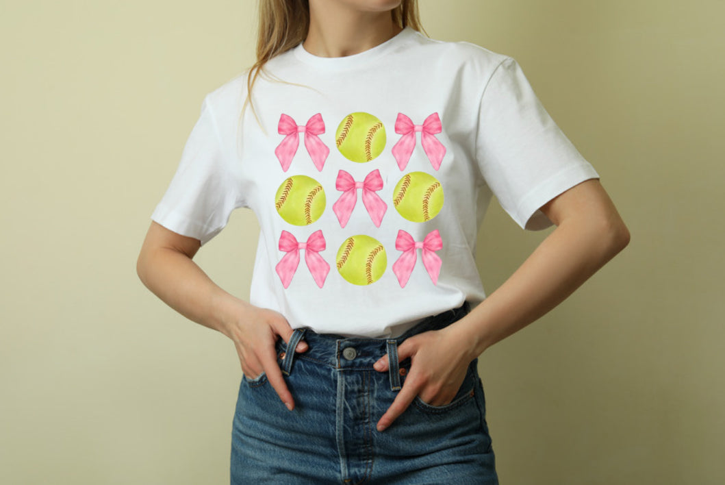 Softball & bows tee