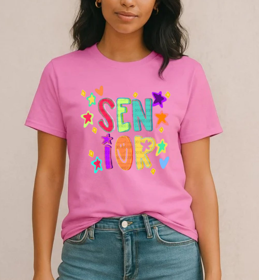 Senior colorful stars tee