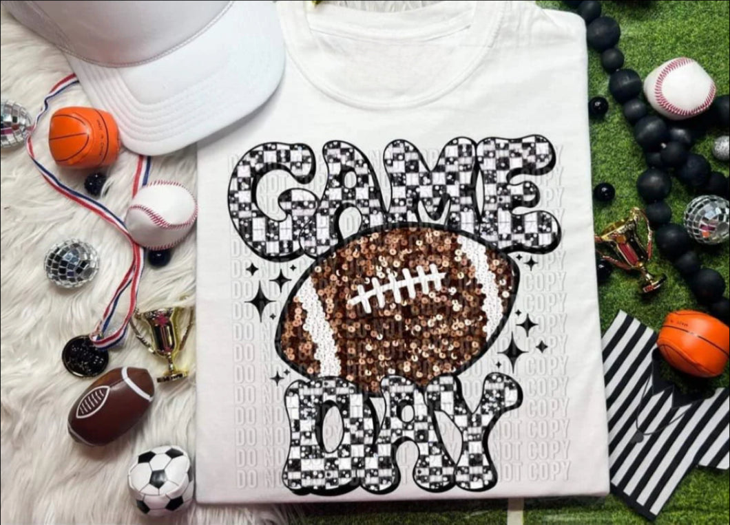 Sequin football gameday tee