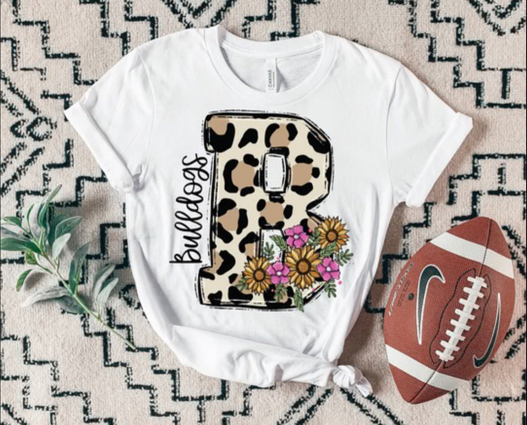 Leopard & floral bulldogs tee