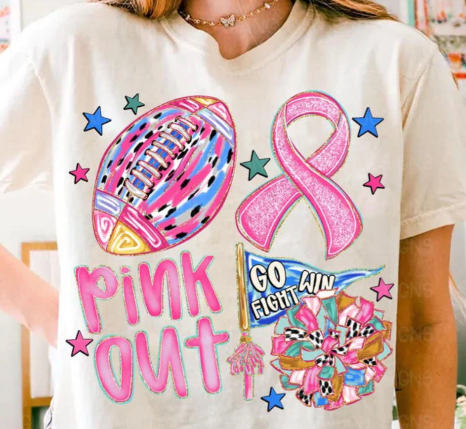 Pink out football tee