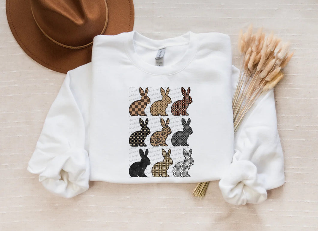 Brown patterned bunny sweatshirt