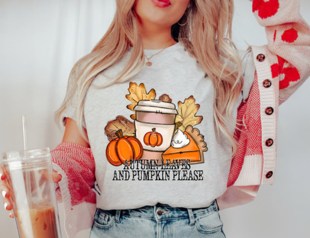 autumn leaves & pumpkin please tee