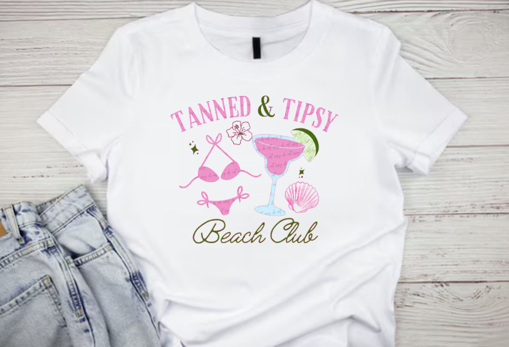 tanned & tipsy beach club tee