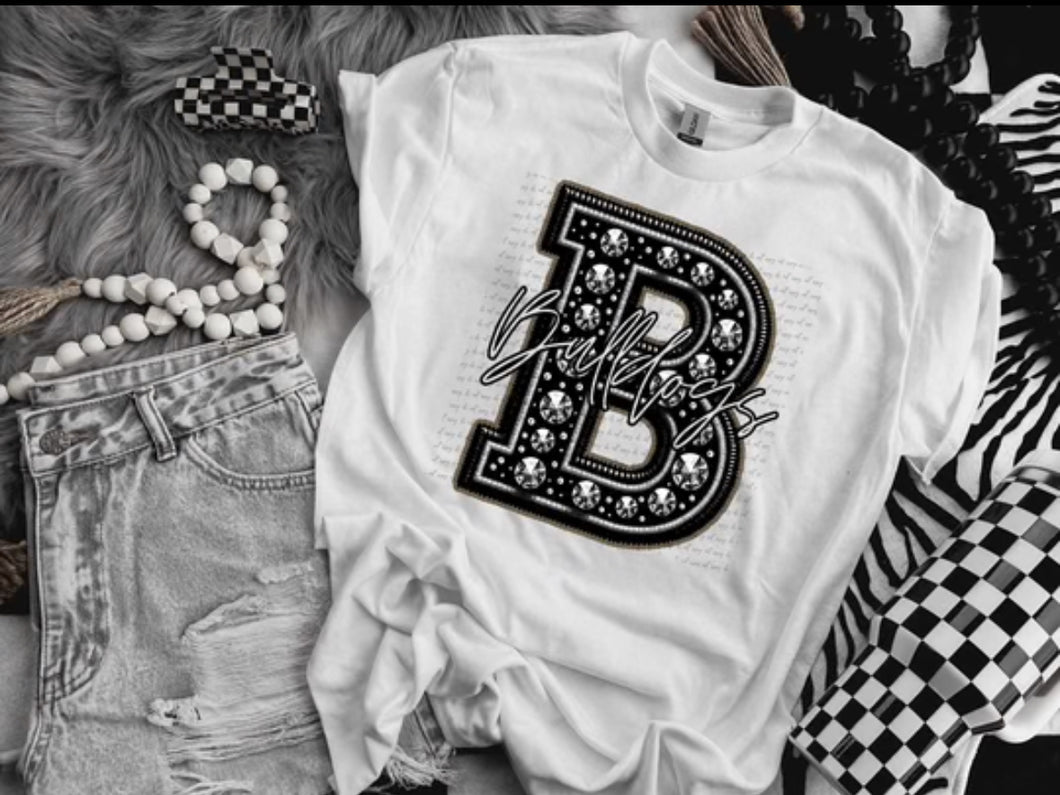 Rhinestone bulldogs tee