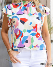 Load image into Gallery viewer, Abstract ruffle sleeve blouse
