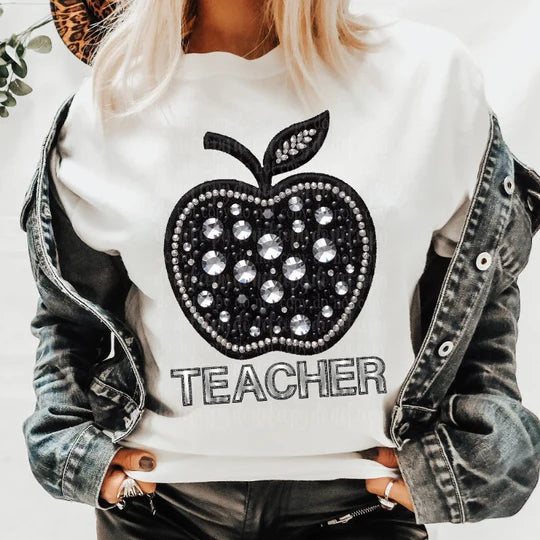 Rhinestone teacher tee