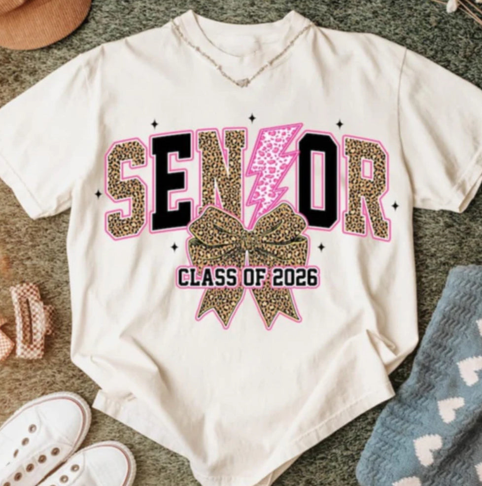 Senior leopard bow tee