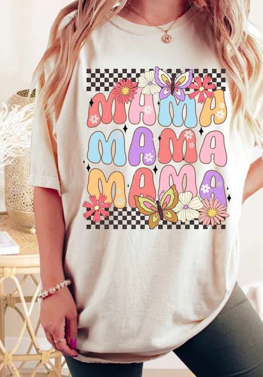 Floral & butterfly mama tee