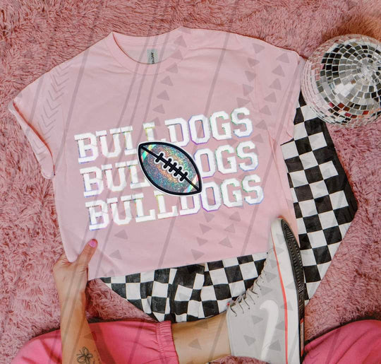 Holographic bulldogs football tee