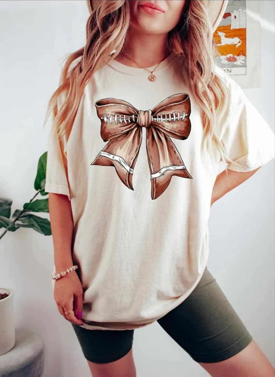 Football bow tee