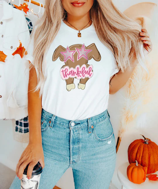 preppy turkey thankful tee