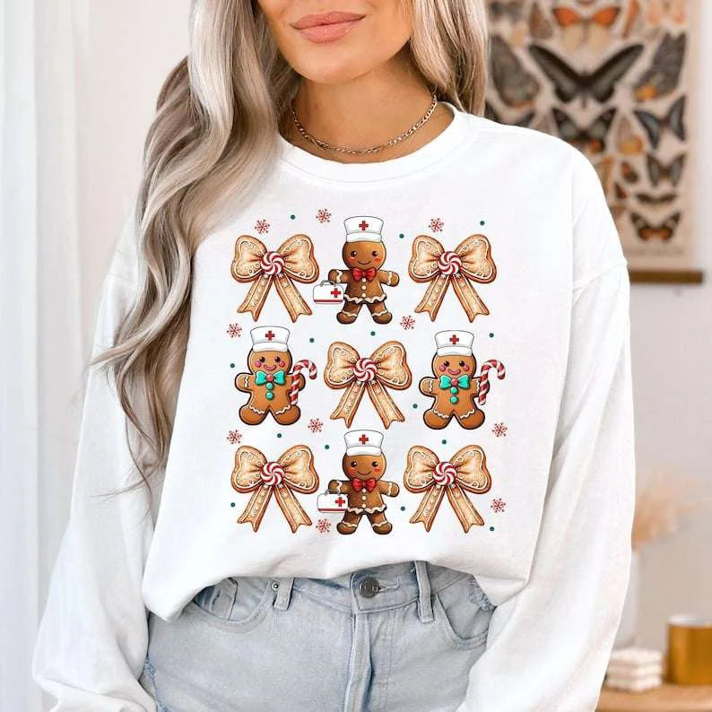 Gingerbread nurse collage sweatshirt