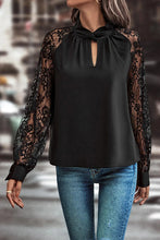 Load image into Gallery viewer, Keyhole Neckline Floral Lace Raglan Sleeve Blouse
