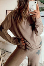 Load image into Gallery viewer, Retro Star Print Loose Long Sleeve Drawstring Wide Leg 2pcs Lounge Set
