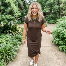 Load image into Gallery viewer, Solid Color Long T Shirt Dress with Slits
