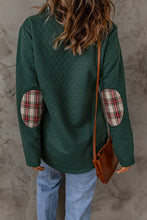 Load image into Gallery viewer, Geometric Texture Plaid Trim Sweatshirt
