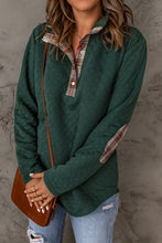 Load image into Gallery viewer, Geometric Texture Plaid Trim Sweatshirt
