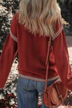 Load image into Gallery viewer, Contrast Trim Drop Shoulder Crew Neck Sweater
