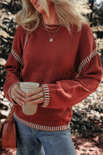 Load image into Gallery viewer, Contrast Trim Drop Shoulder Crew Neck Sweater
