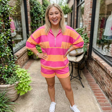 Load image into Gallery viewer, Half Zip Tee Casual Shorts 2pcs Set
