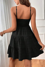 Load image into Gallery viewer, Black Smocked Textured Tiered Skater Dress
