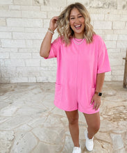 Load image into Gallery viewer, Raw Edge Half Sleeve Pocketed Loose Romper
