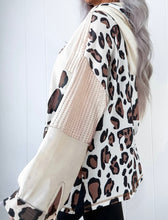 Load image into Gallery viewer, Oversized Leopard Contrast Mixed Texture Patchwork Zip Up Drop Shoulder Hoodie
