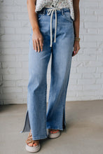 Load image into Gallery viewer, Slit Leg High Rise Drawstring Casual Jeans
