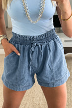 Load image into Gallery viewer, Smocked Elastic Waist Denim Shorts
