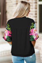 Load image into Gallery viewer, INSTOCK Black floral Embroidered sleeve top
