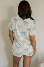 Load image into Gallery viewer, Bow Printed Short Sleeve Shirt Shorts Pajama Set
