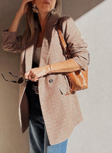 Load image into Gallery viewer, Brown Houndstooth Lapel Collar Blazer
