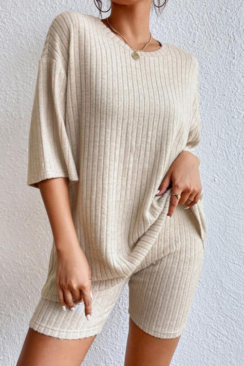 Ribbed Loose Fit Two Piece Lounge Set