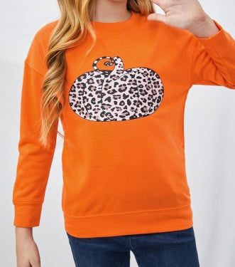 Pumpkin Print Girls Sweatshirt