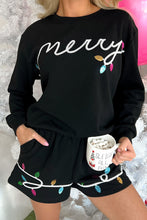 Load image into Gallery viewer, Sequin Merry Graphic Pullover and Shorts Outfit
