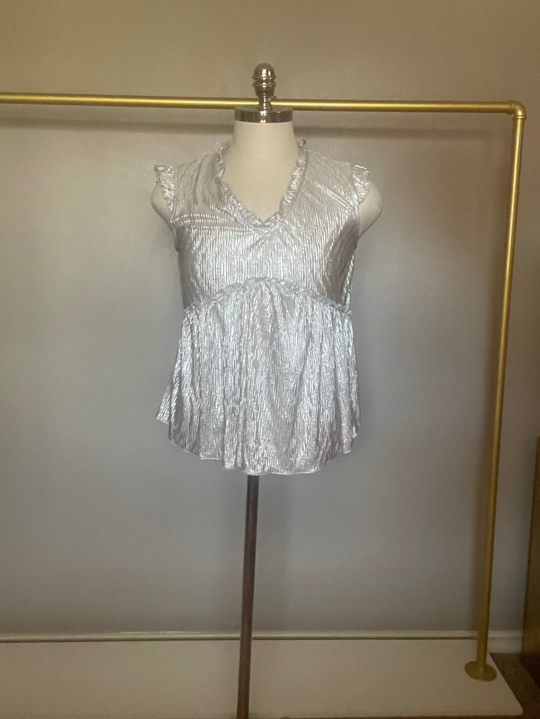 Instock medium metallic babydoll top