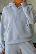 Load image into Gallery viewer, Half Zip Thumbhole Sleeve Hoodie Active Pants 2pcs Outfit
